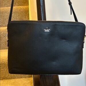 Kate Spade Black Pebbled Leather/Laptop Bag/Sleeve with Carrying Bag!